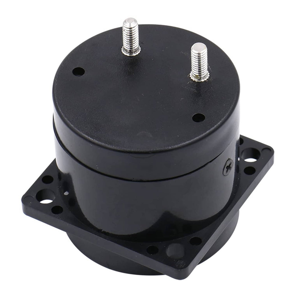 Black round meter housing with top stud bolts and square mounting base