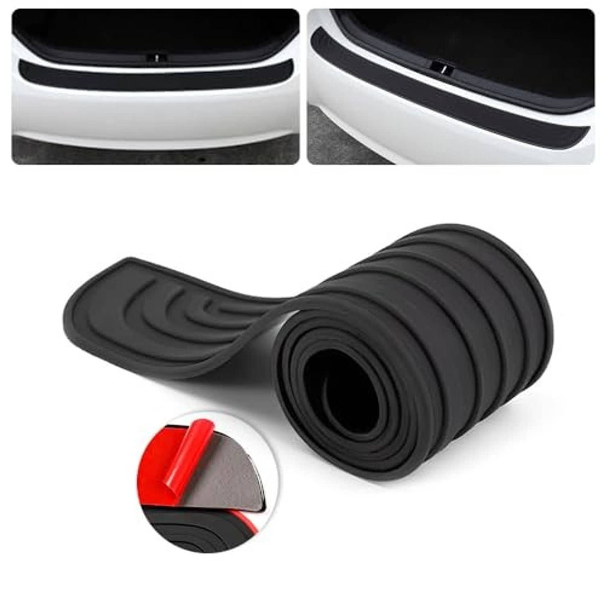 Black bumper protector cover with ribbed non-slip texture and curved lip shape