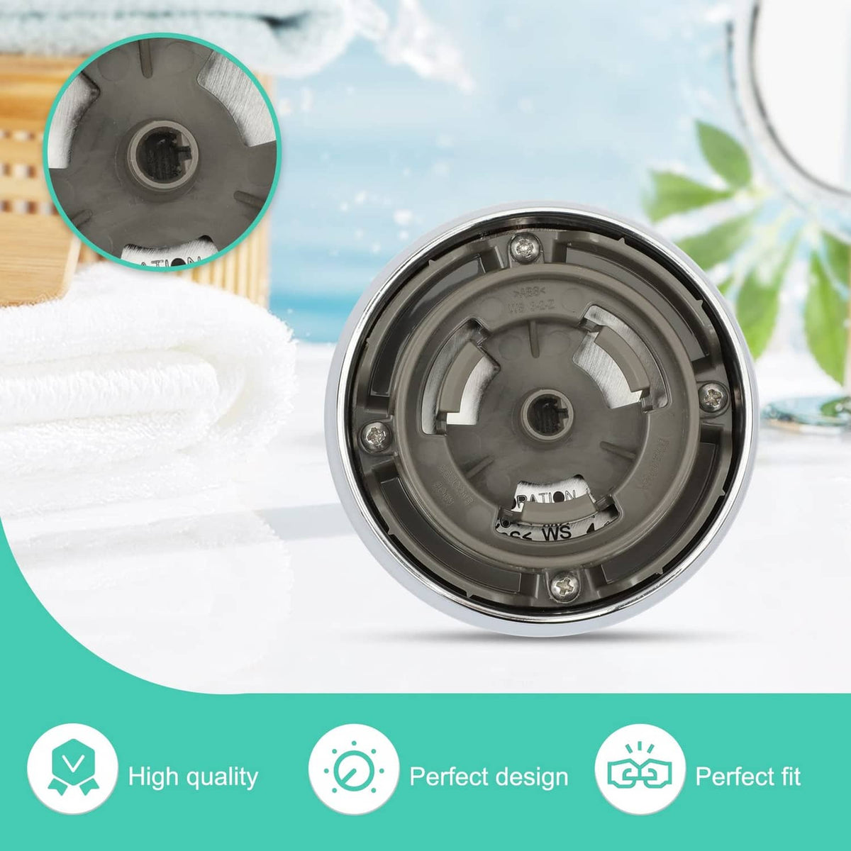 Laundry appliance control knob underside with mounting holes and central screw post