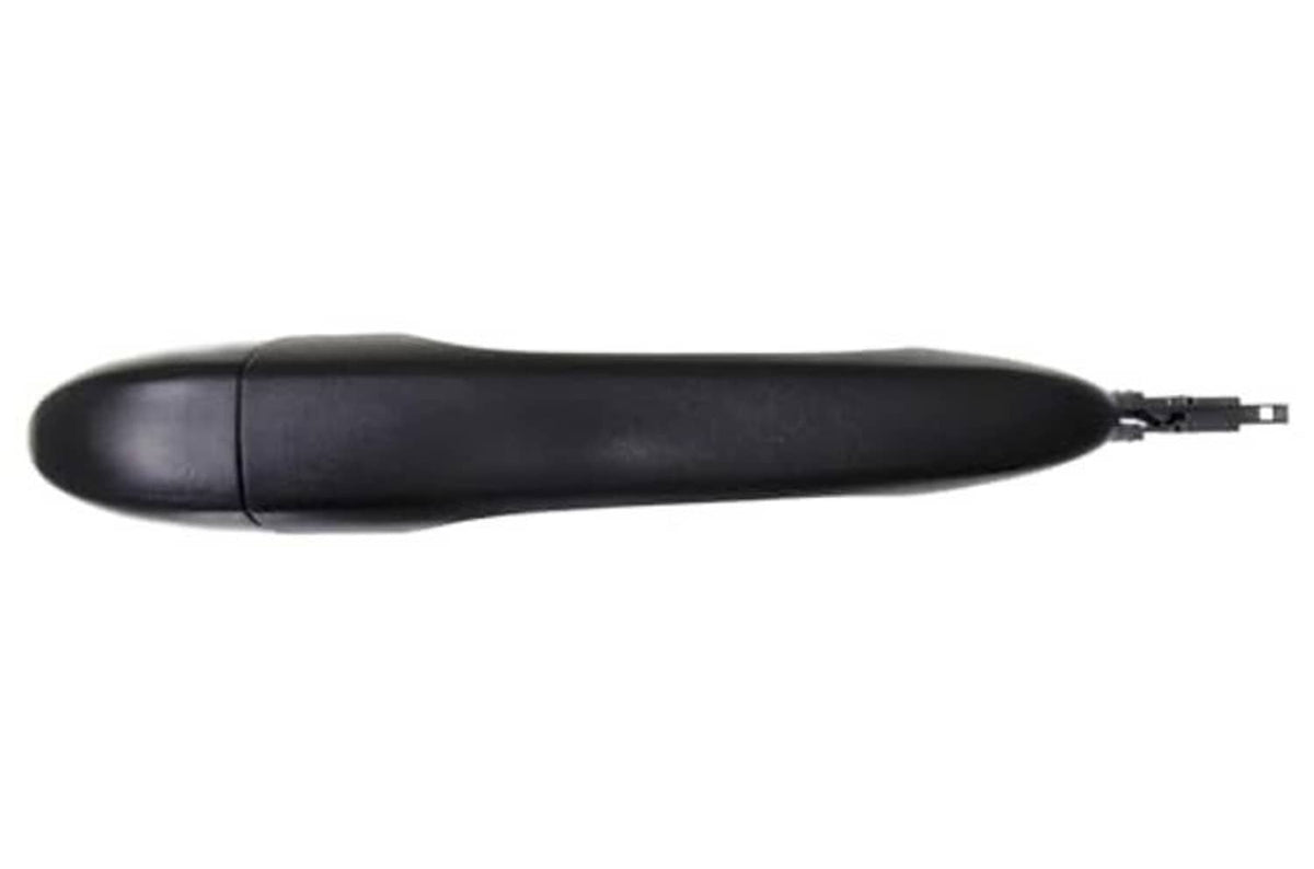 Textured black exterior door handle, curved lever with latch hardware