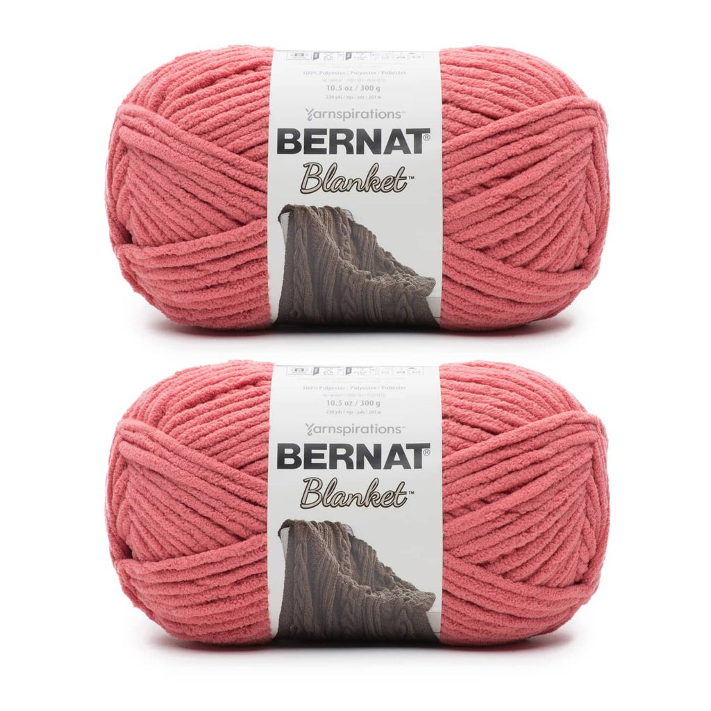 Bernat Blanket yarn skeins, terracotta rose pink, two-pack with paper labels