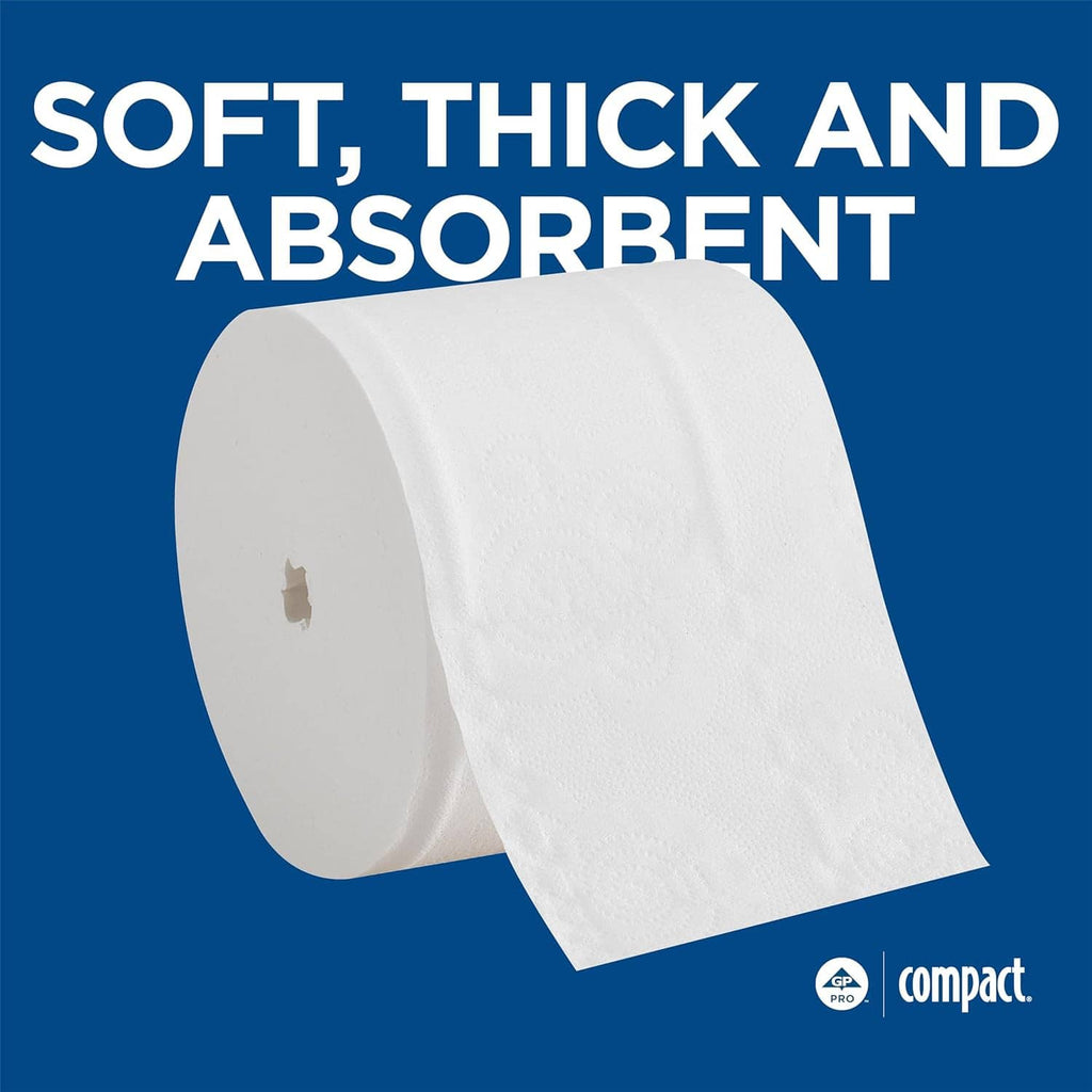 White coreless 2-ply embossed toilet paper roll, thick and absorbent.