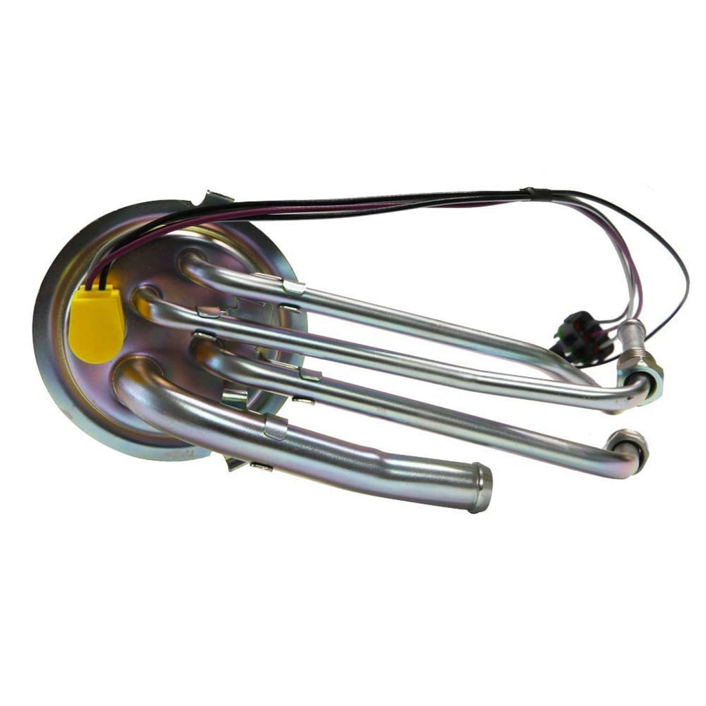 Fuel pump module assembly with metal pump housing, pick-up tubes, and electrical connector