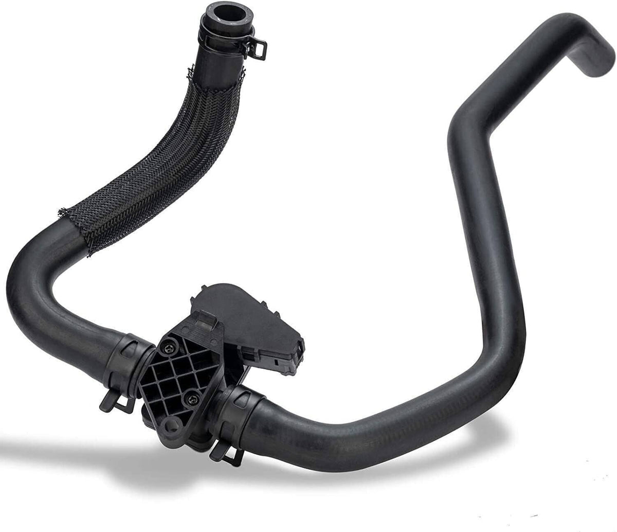 Heater inlet hose with control valve and electrical connector, black rubber and mesh sleeve