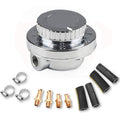 Chrome adjustable fuel pressure regulator with round selector knob and side fuel port