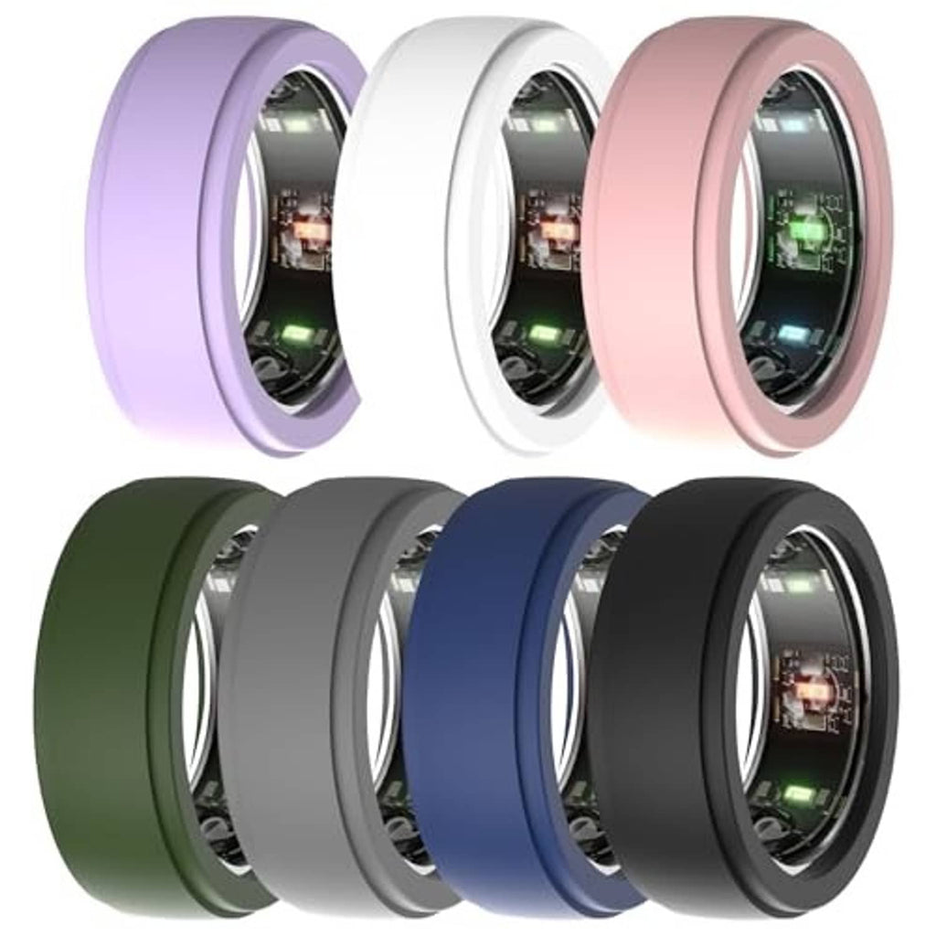 7-pack smart ring protector covers in lavender, white, rose, olive, gray, navy, black