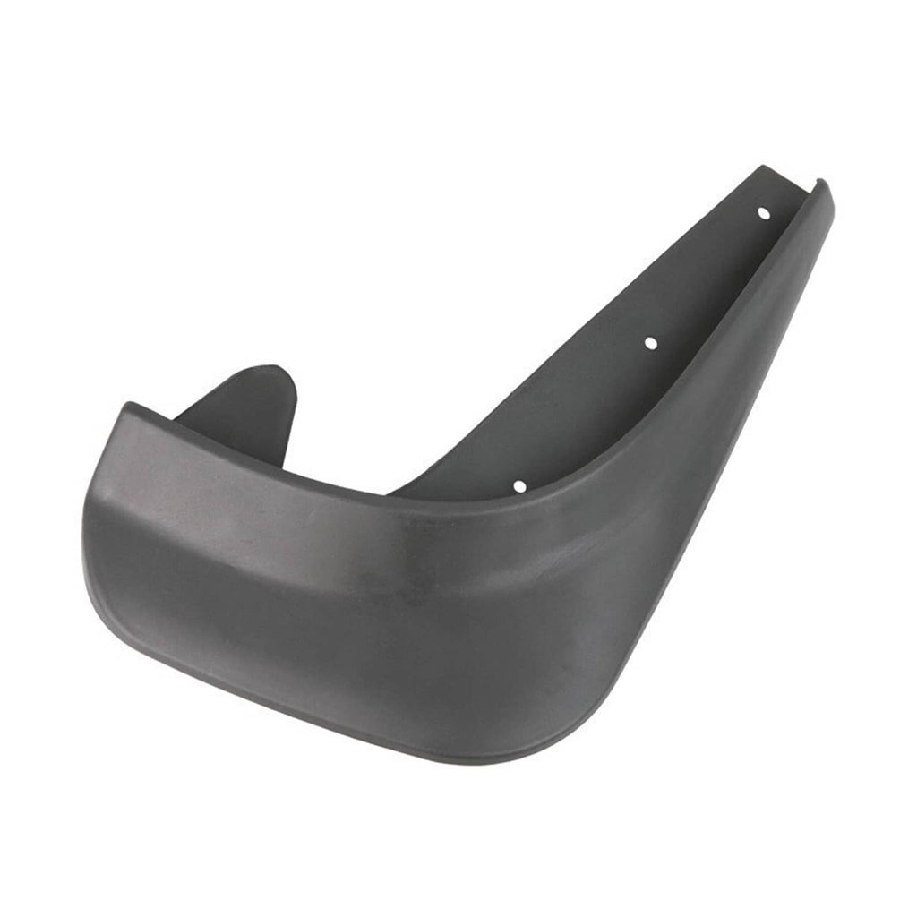 Single dark gray curved mud flap with predrilled mounting holes