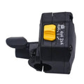 Black thumb throttle control lever with yellow switch button and molded housing