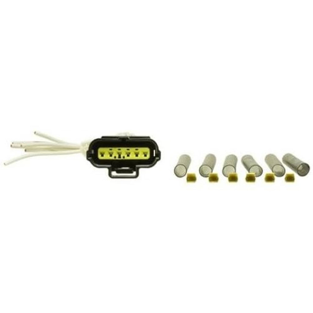 MAF pigtail connector with white lead wires, black plug, includes terminal caps