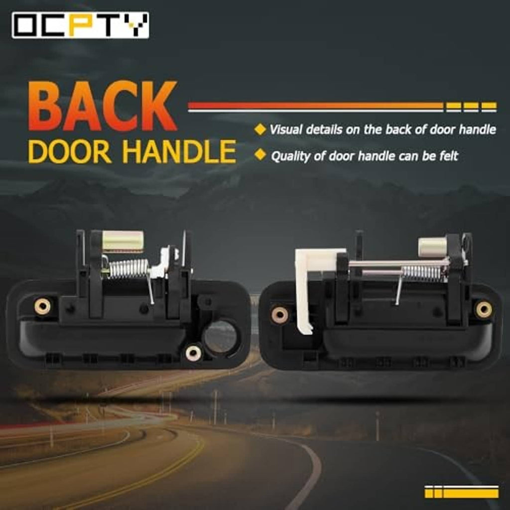 Exterior door handle rear view pair, black housing with spring and mounting pins