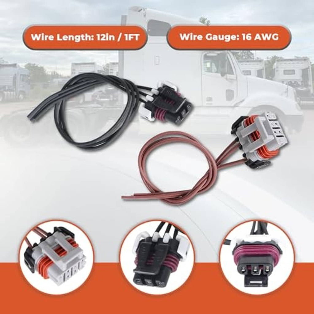 Wiring harness kit with red and black leads, plug connectors, and blue heat shrink tubes
