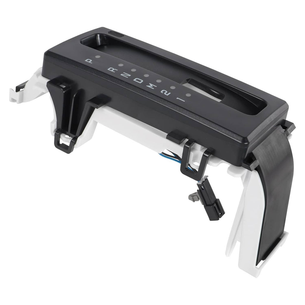 Black gear selector trim cover with PRNDM201 shift markings and side mounting tabs