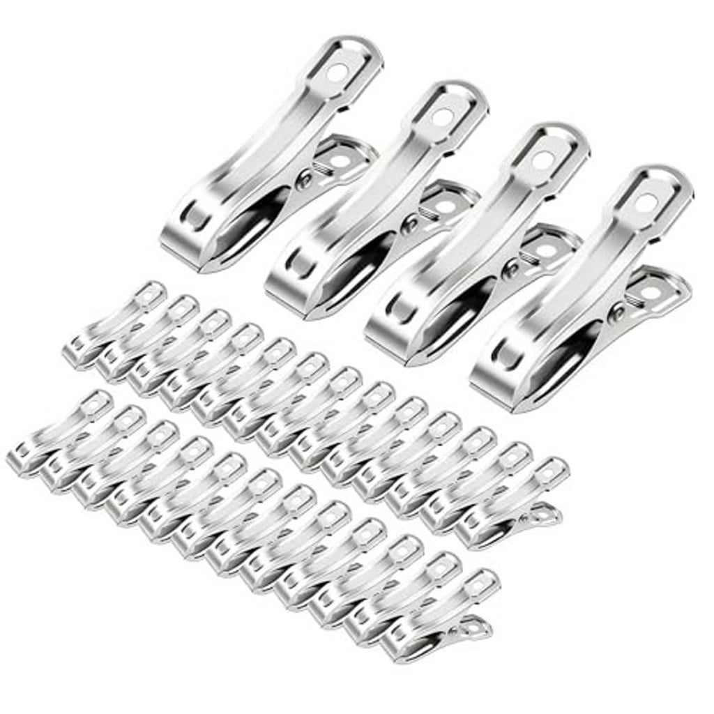 Stainless steel greenhouse clamp set with spring metal clips, shiny silver finish