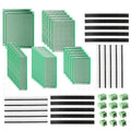 Double-sided PCB prototyping board kit with green boards and black pin headers