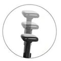 Right chair armrest assembly with two padded supports, dark gray/black