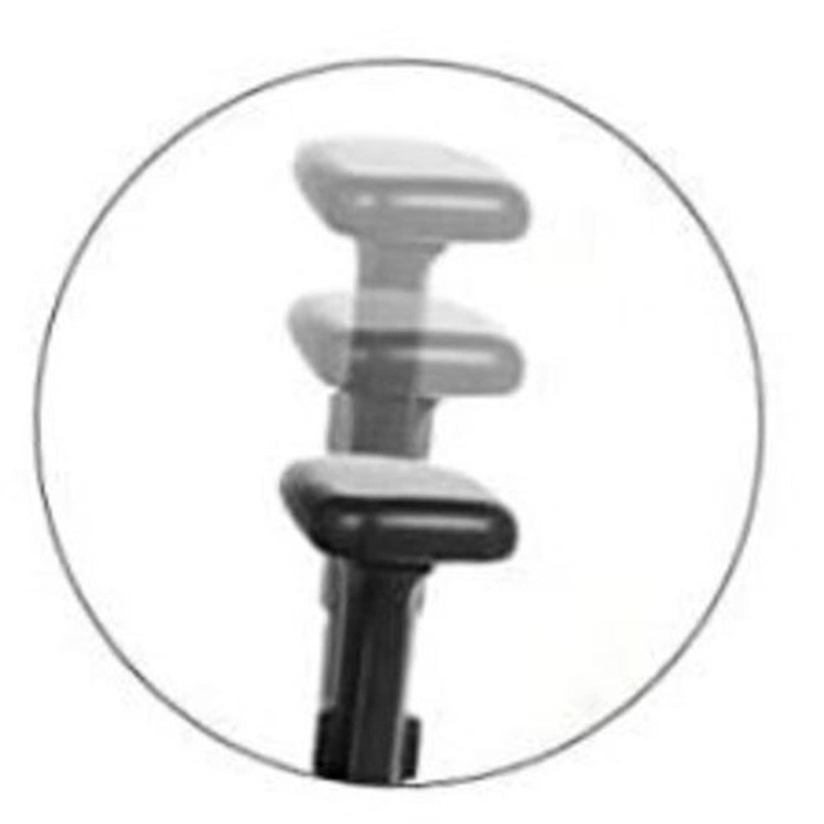 Right chair armrest assembly with two padded supports, dark gray/black