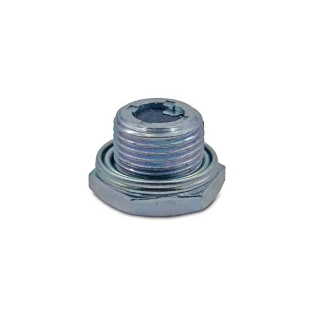 Hex-head axle housing drain plug, blue-gray coated steel