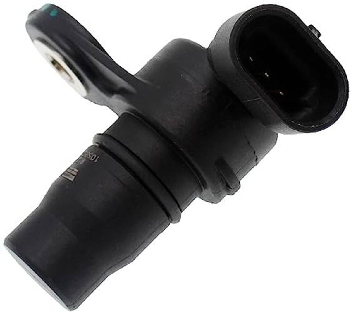 Engine camshaft position sensor with metal terminal and black electrical connector