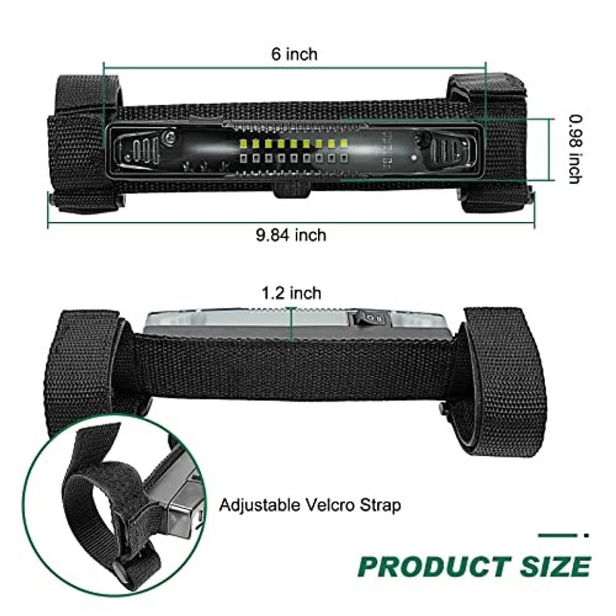 Black roll bar LED light bar with adjustable velcro mounting straps