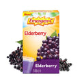 Emergen-C Elderberry fizzy drink mix box with elderberries, 18ct pack label