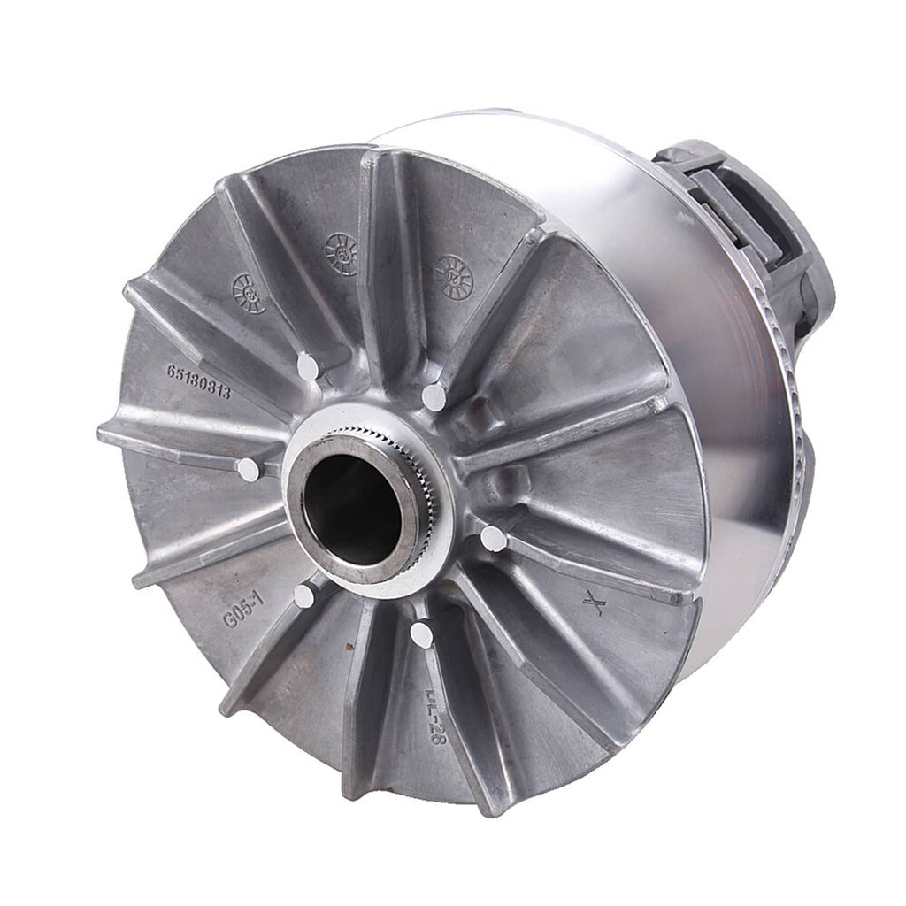 Primary drive clutch outer cover with machined spokes and center bore opening