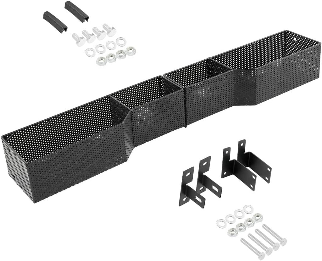 Golf cart front inner mesh storage basket tray organizer with mounting brackets and hardware