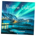 18-month wall calendar cover with Northern Lights landscape and 2026-2027 title