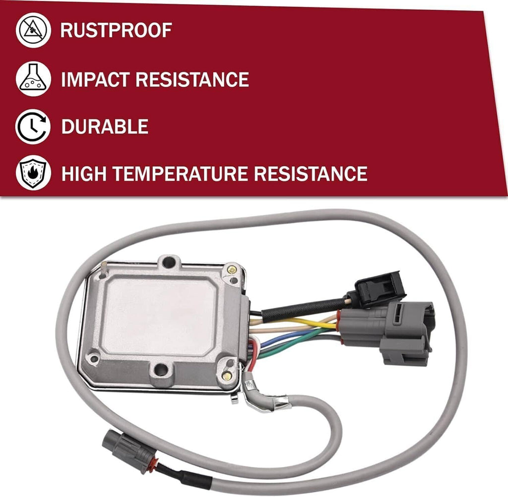 Ignition module assembly with gray cables, black connector, and silver control unit