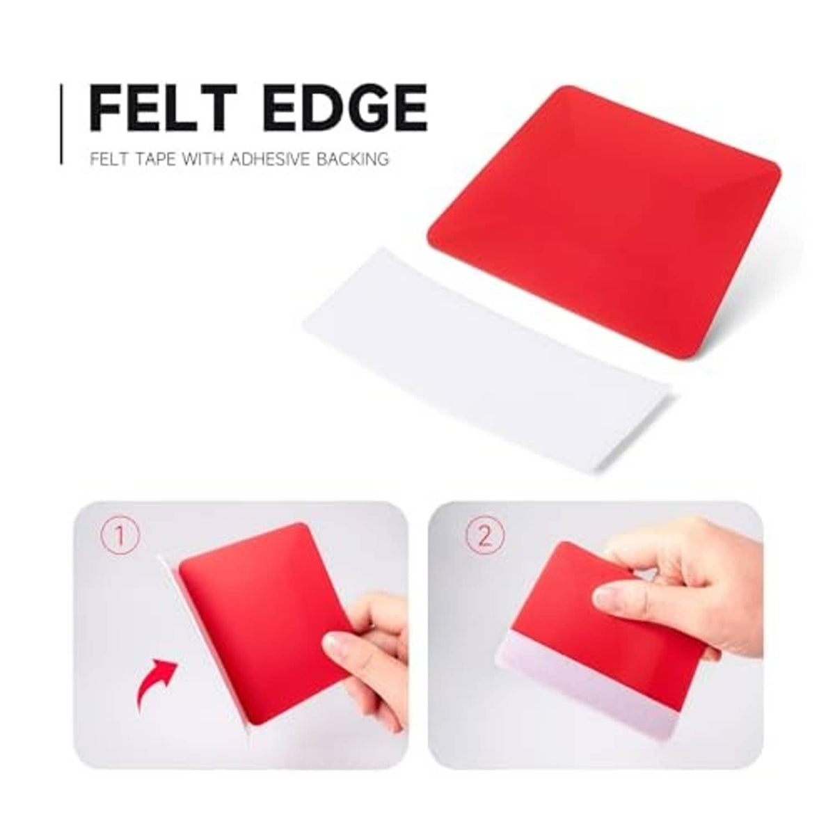 Vinyl installation cards with adhesive backing; red card and white backing shown