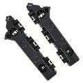 Pair of black front bumper cover mounting brackets with screw posts and clips