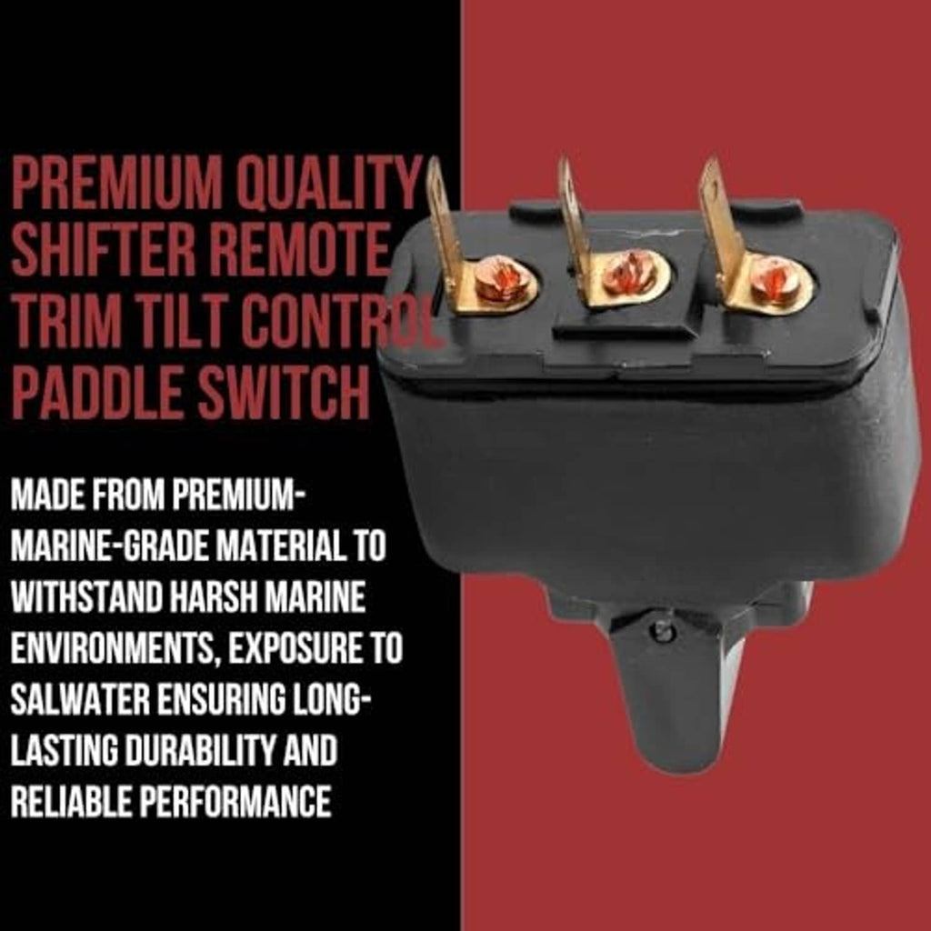 Black remote trim tilt control paddle switch with three brass terminals
