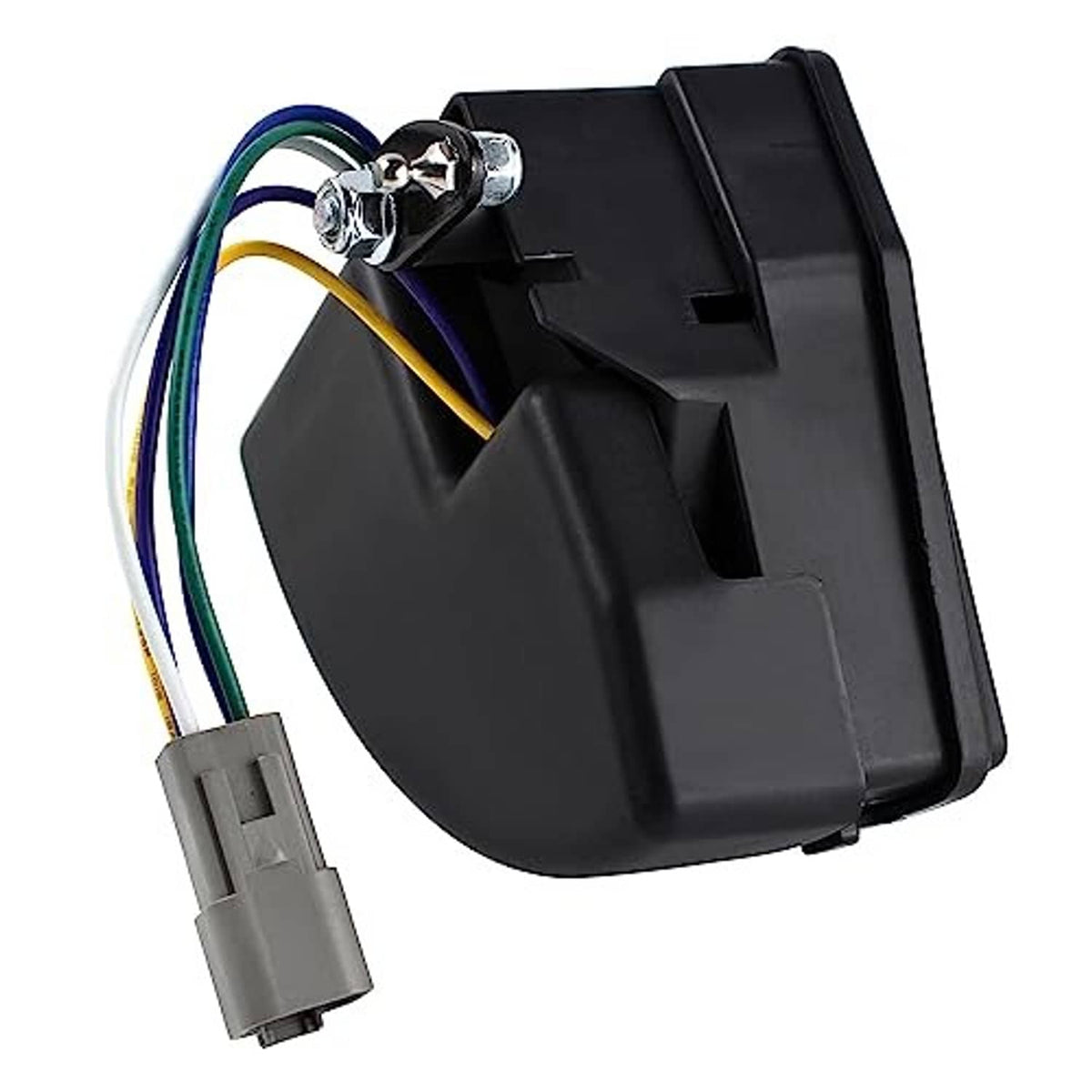 Golf cart wiper switch assembly with black plastic housing and multi-wire connector