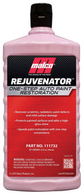 Pink auto paint restoration bottle with Malco label and black screw cap