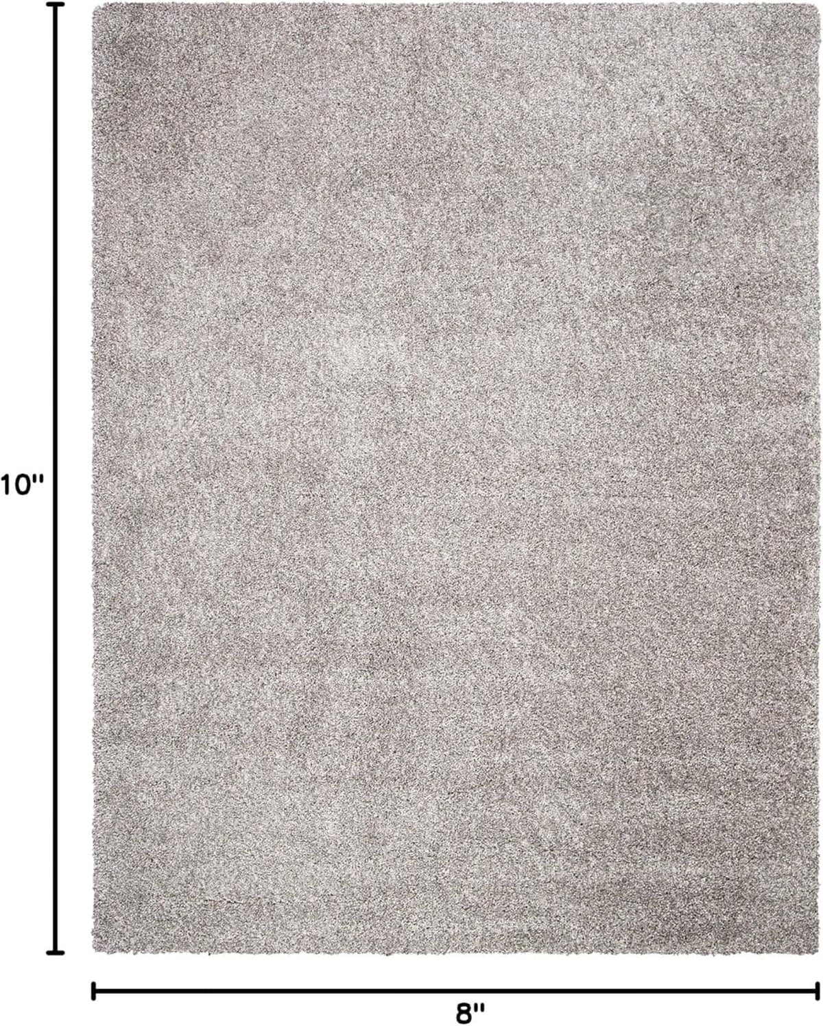 Silver shag area rug square with dense textured pile