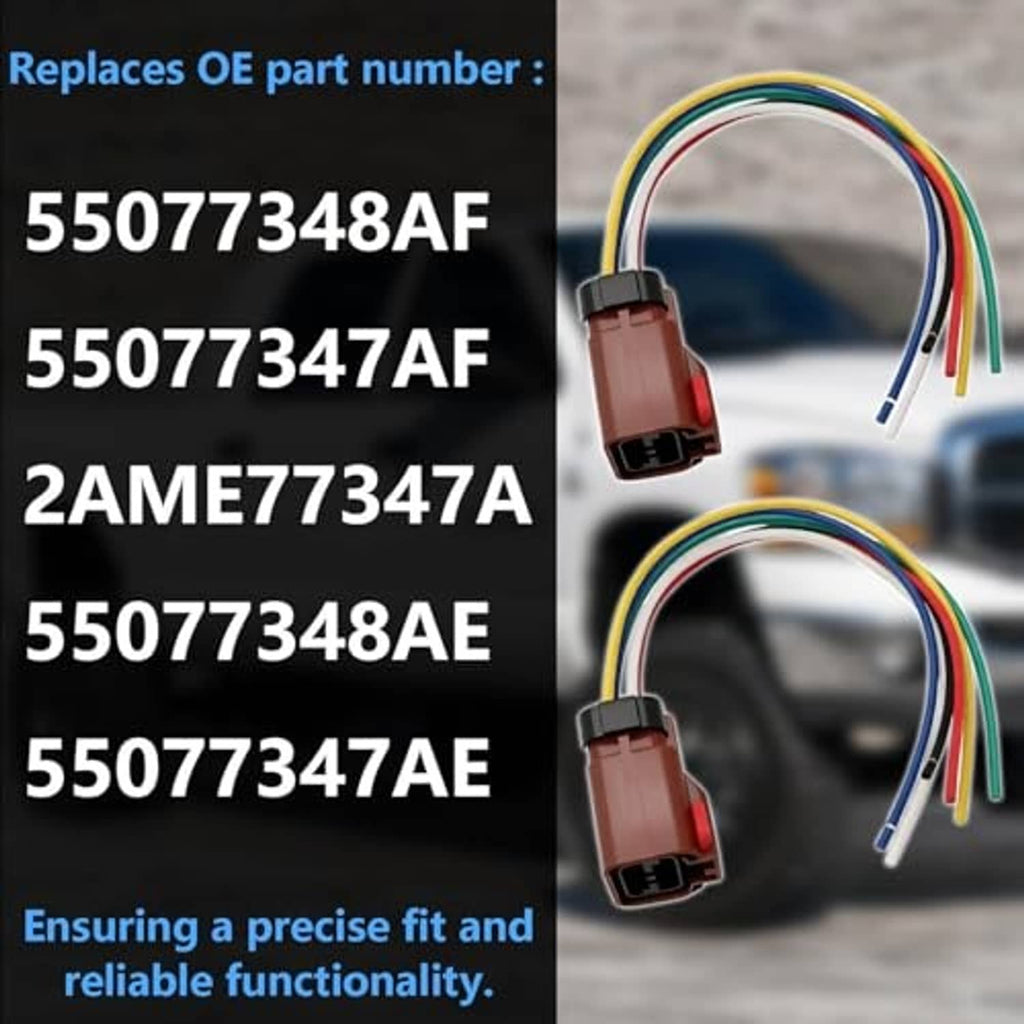 Tail light pigtail harness with two brown connectors and multicolor wire leads