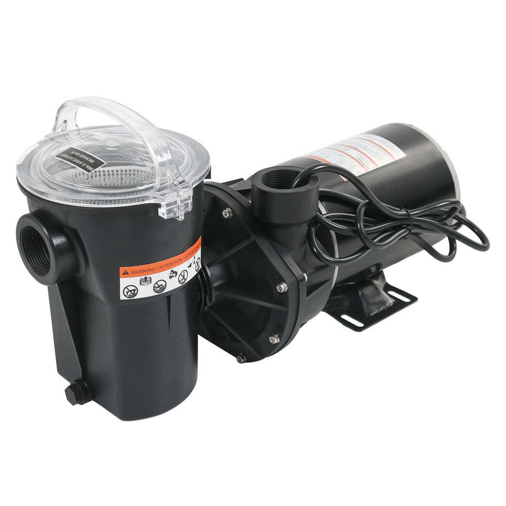 Black pool pump replacement with clear strainer lid and attached power cord