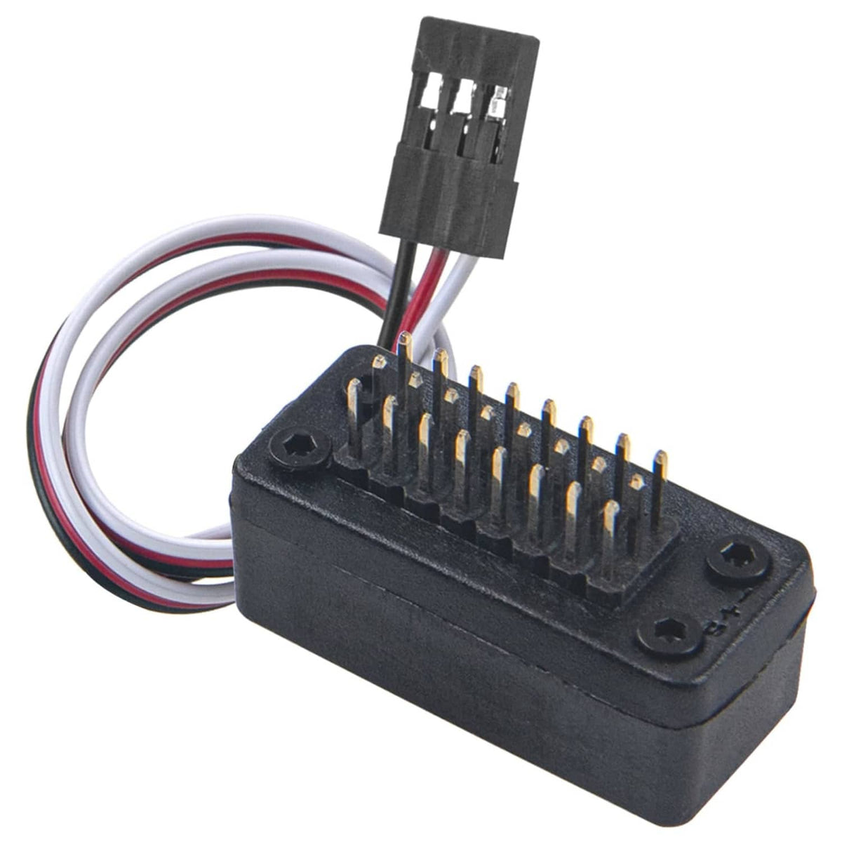 Eight-port RC control switch extender with black housing and top row pin connector