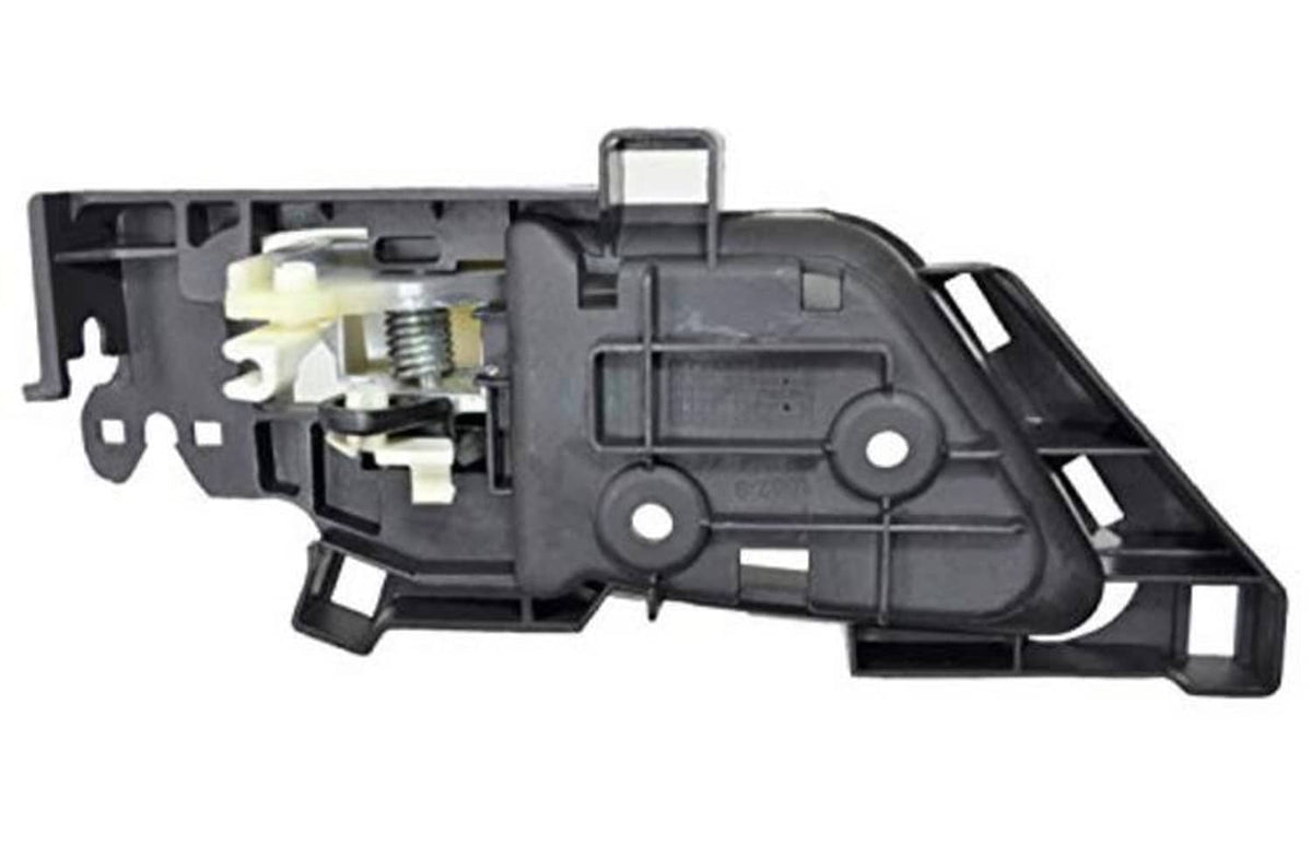 Interior door handle mechanism, black housing with internal latch components.
