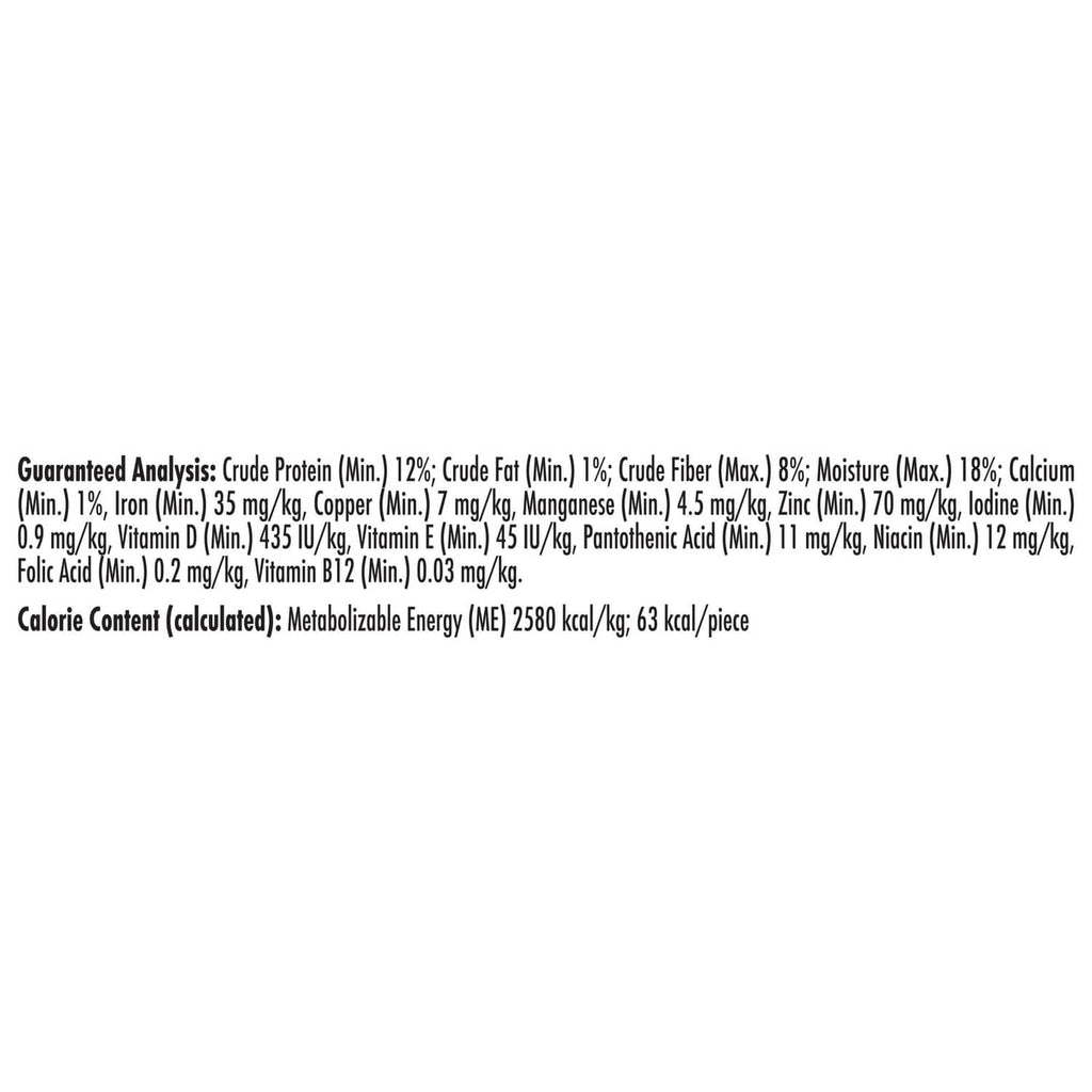 Guaranteed analysis nutrition panel for dog dental chews
