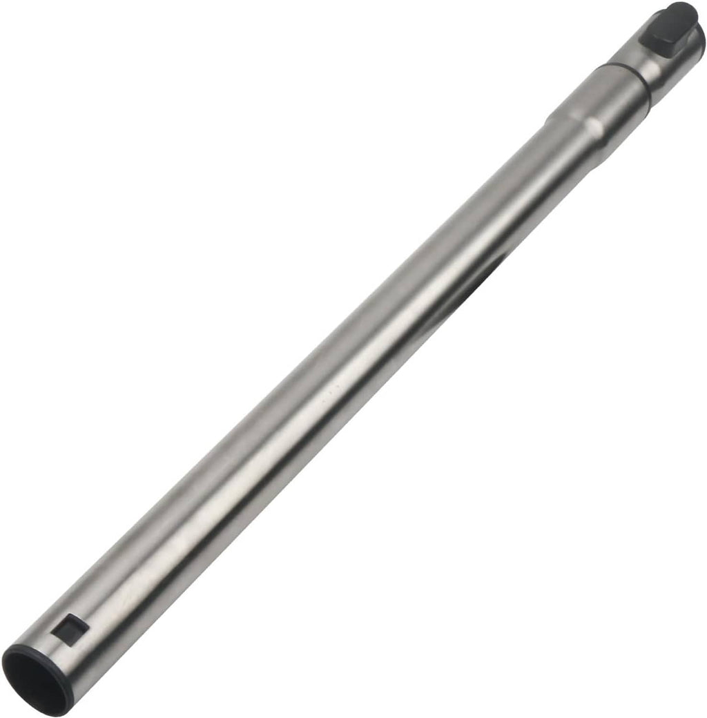 Stainless steel vacuum extension wand with black suction end cap
