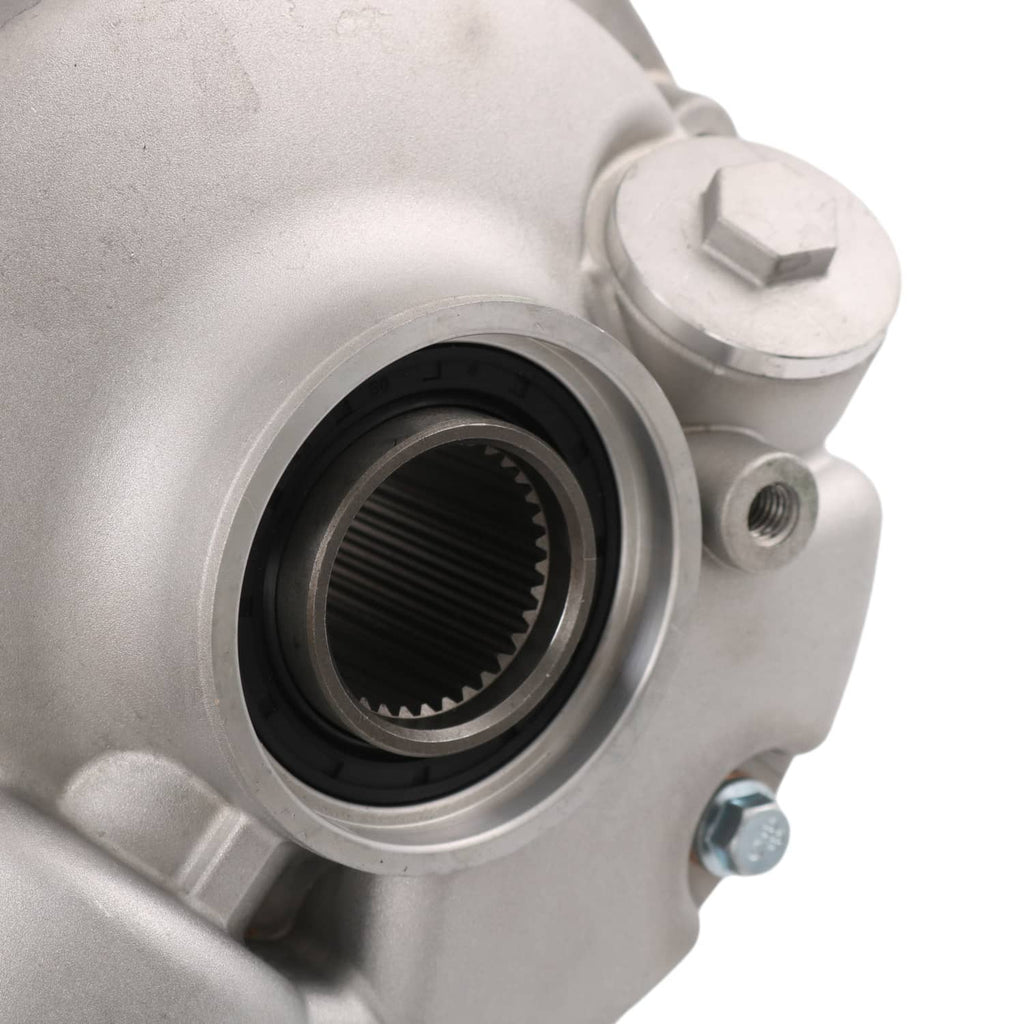 Wheel hub bearing opening with black seal and silver housing