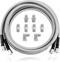 Braided stainless transmission cooler hose lines set with multiple metal AN-style fittings