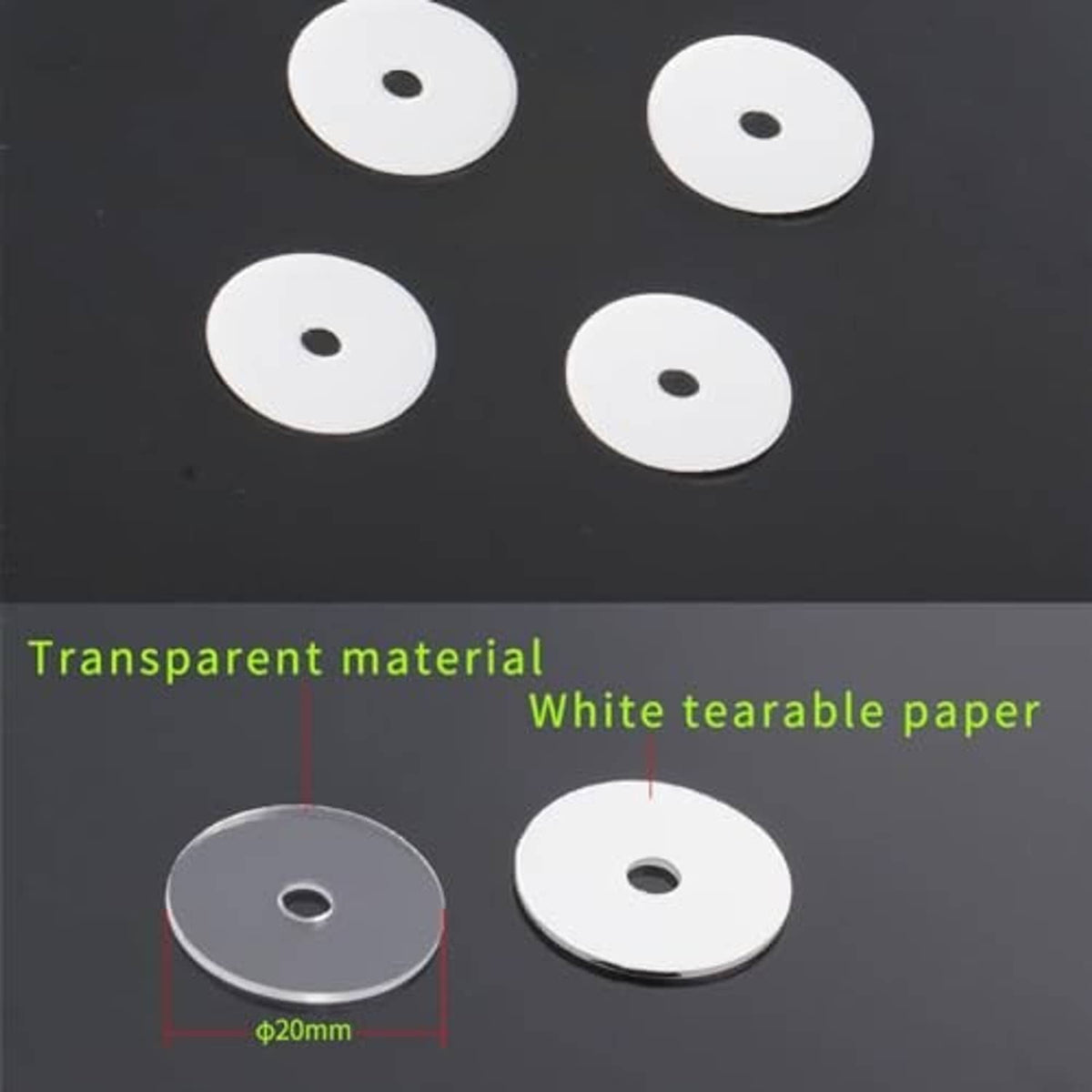 Rim sealing gasket washers for Presta valve, white and gray discs with center hole