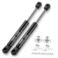 Pair of black gas lift struts with end brackets and mounting hardware screws.