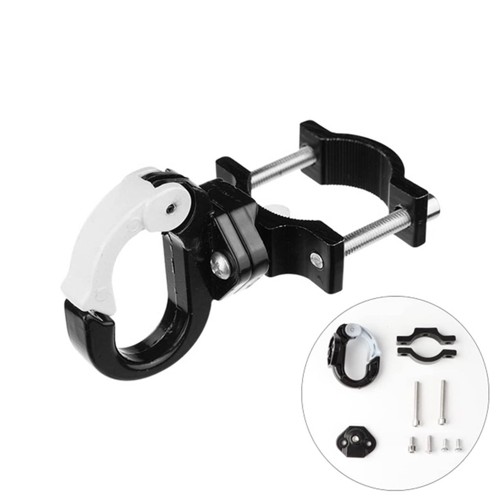 Electric scooter hanger hook set with clamp and mounting hardware, black and white