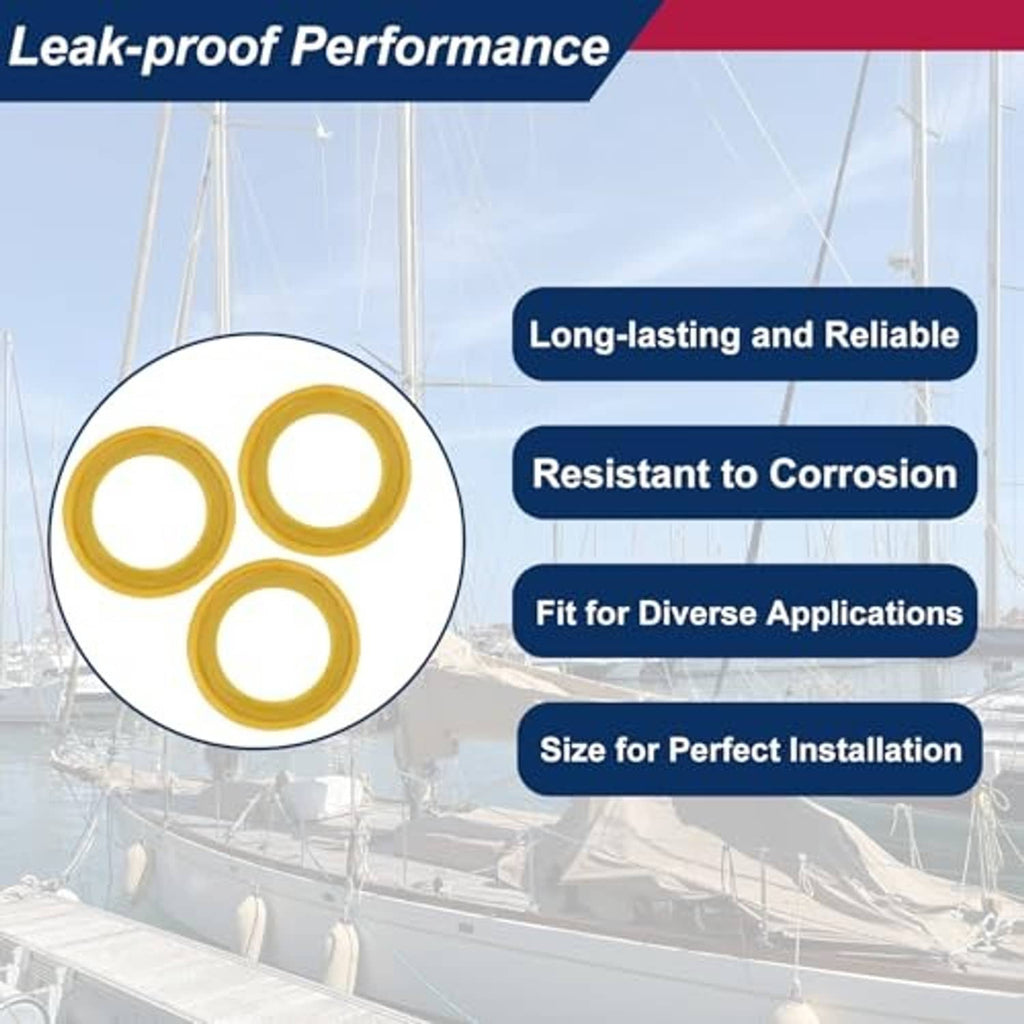 Yellow outboard drain plug seal gasket rings, circular rubber washer set