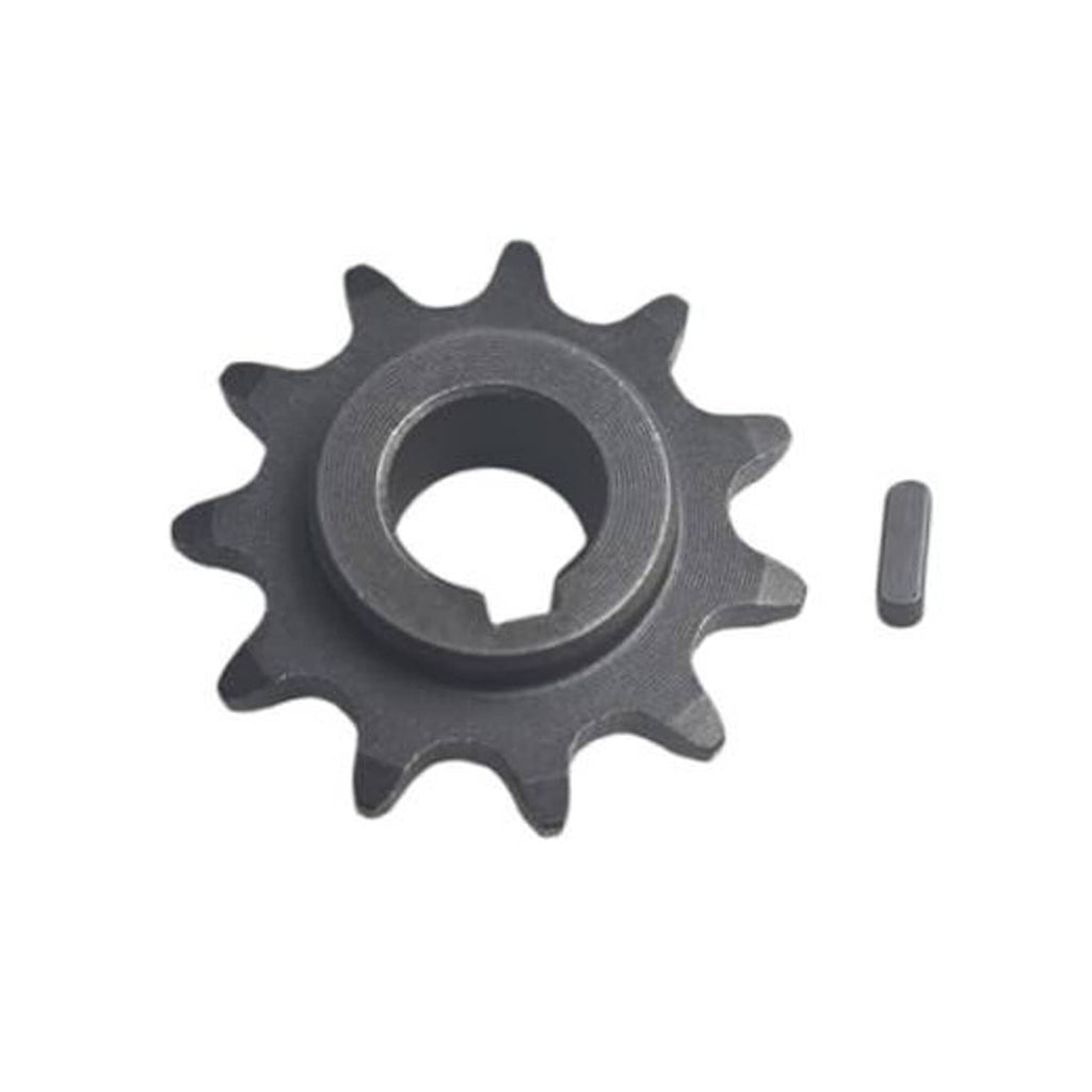 11-tooth sprocket gear with central hole and toothed outer ring, dark metal finish