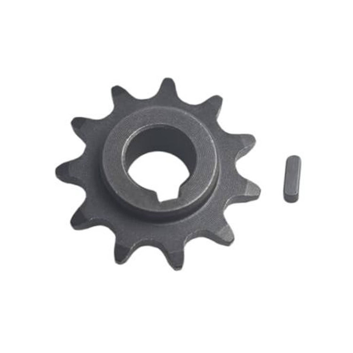 11-tooth sprocket gear with central hole and toothed outer ring, dark metal finish