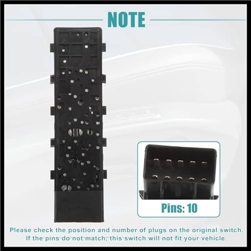 Black power seat switch control module rear view with pin connector and mounting clips