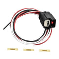 3-pin wiring harness connector pigtail with black plug and red, white, black leads